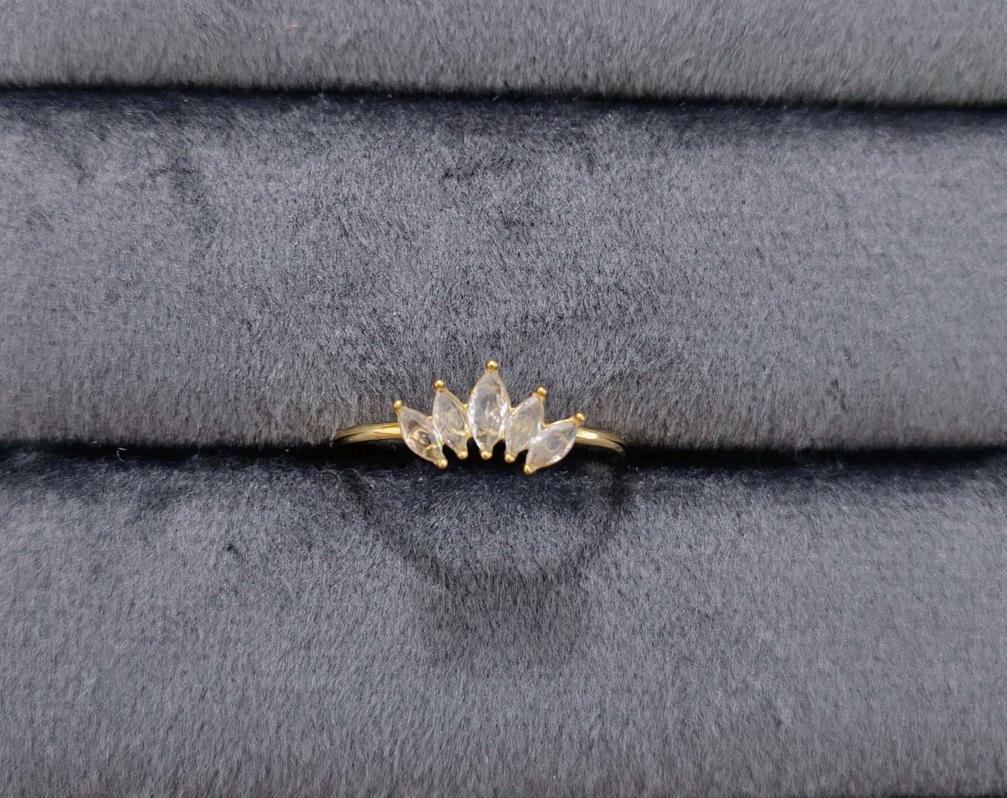Antitarnish Dainty Crown Solitaire Ring 18K Gold Plated