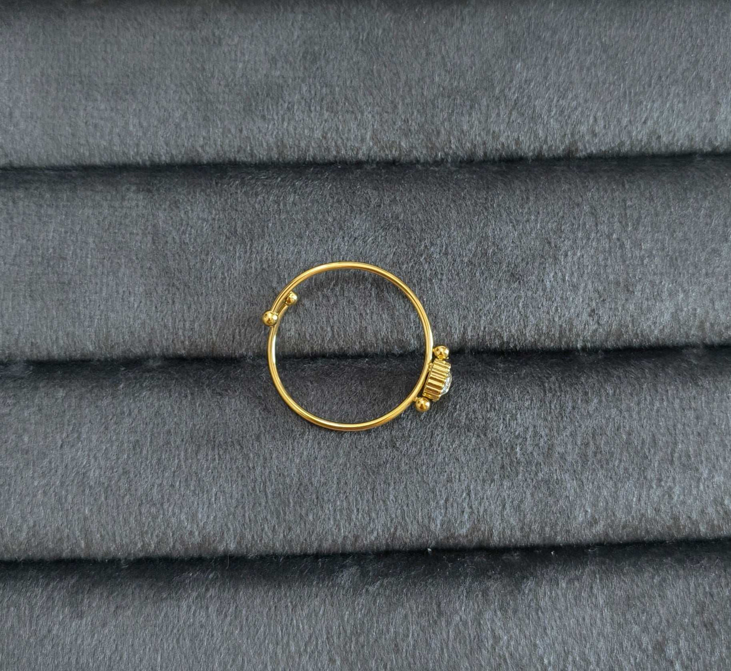 Antitarnish Dainty Solitaire Ring 18K Gold Plated Adjustable