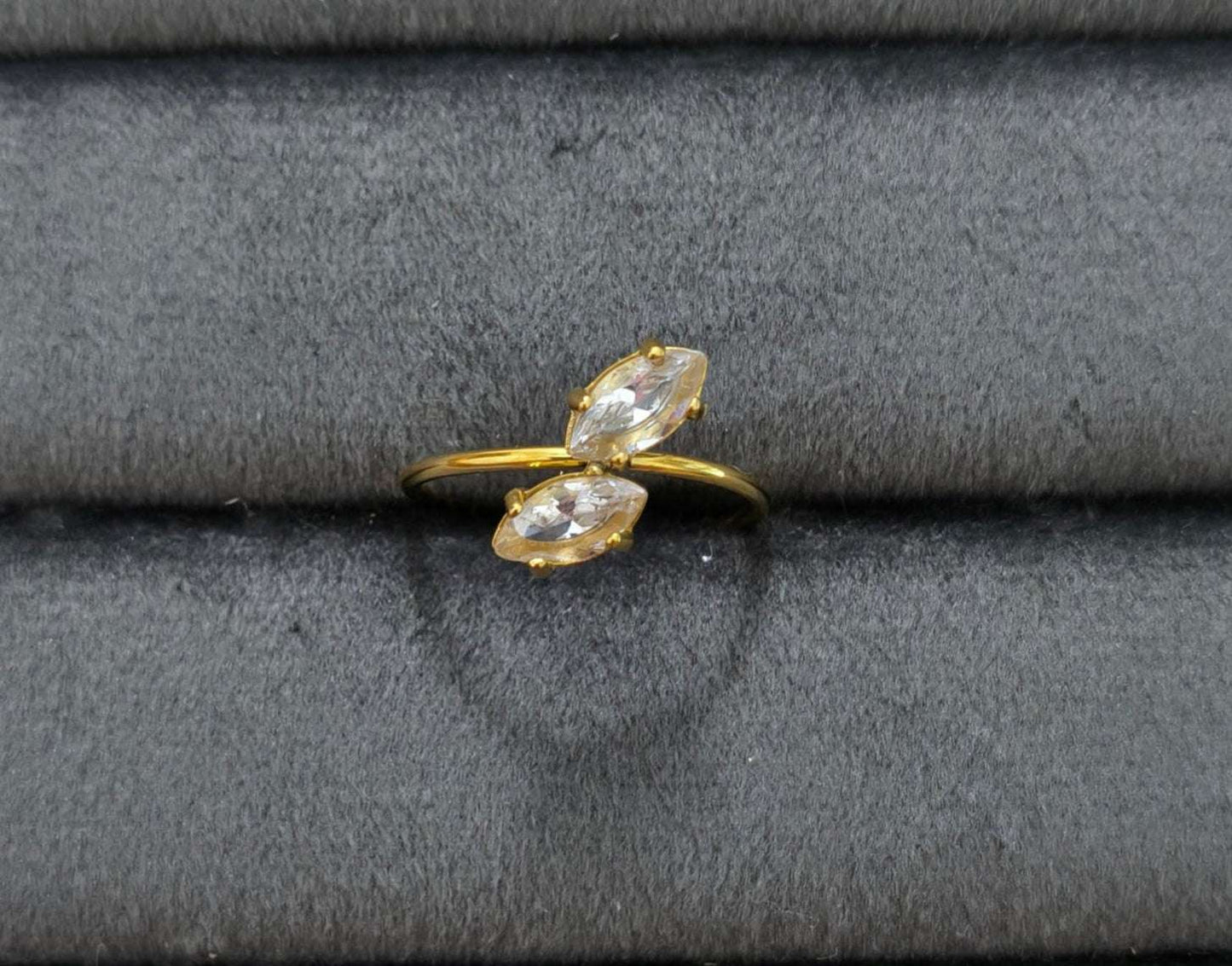 Antitarnish Dainty Solitaire Ring 18K Gold Plated