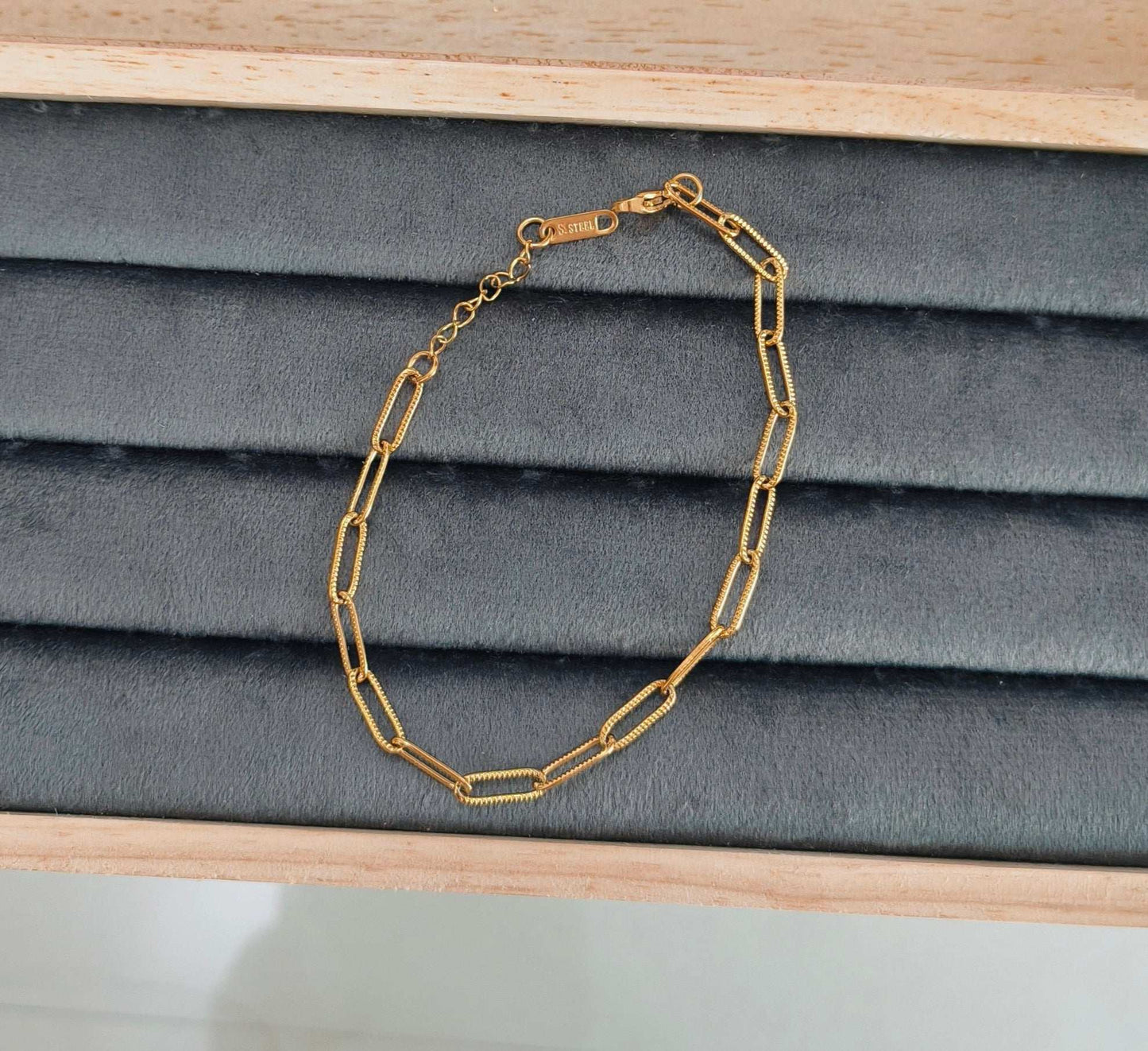 Antitarnish Delicate Link Chain Bracelet 18K Gold Plated