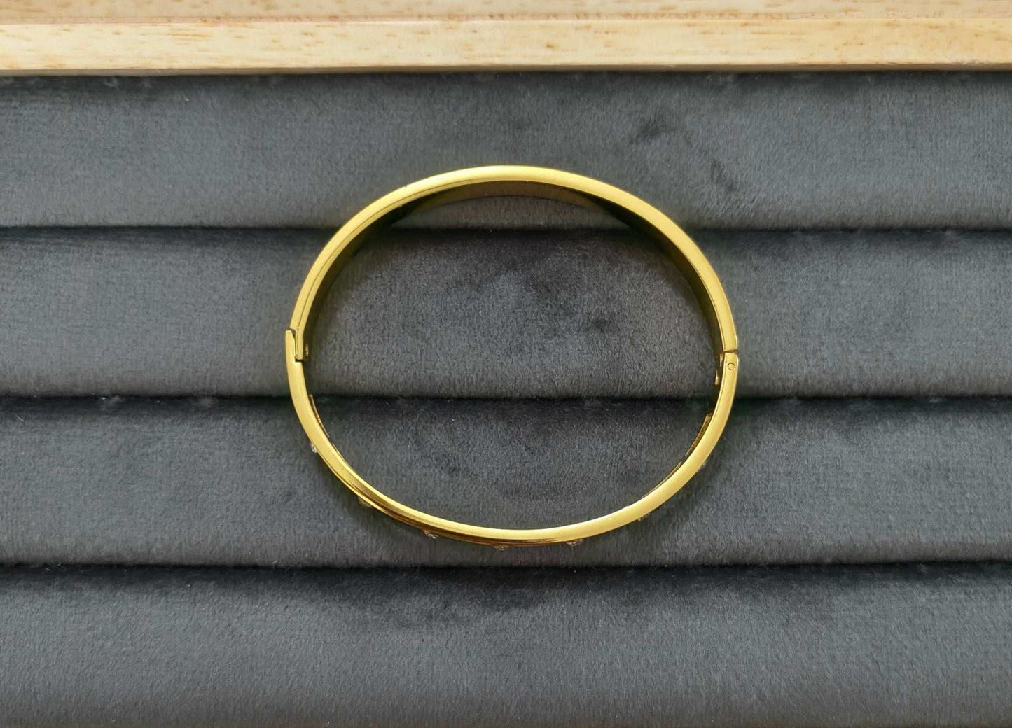 Antitarnish Diamond Charmed Bangle Bracelet 18K Gold Plated