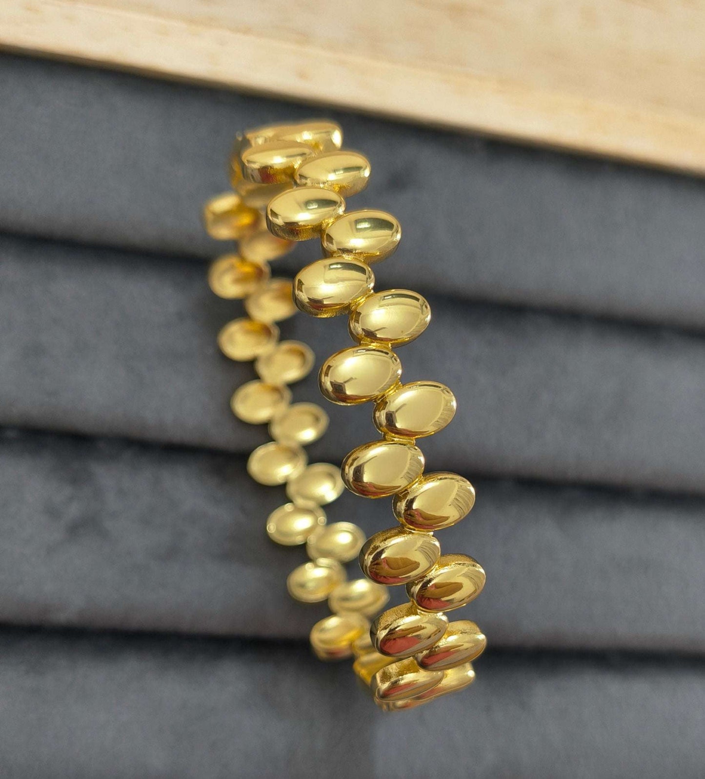 Antitarnish Dot Bean Beaded Bracelet 18K Gold Plated
