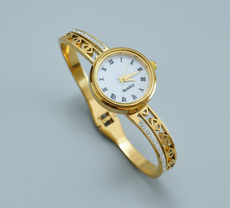 Antitarnish Evil eye Style Openable Bracelet Watch 18K Gold Plated