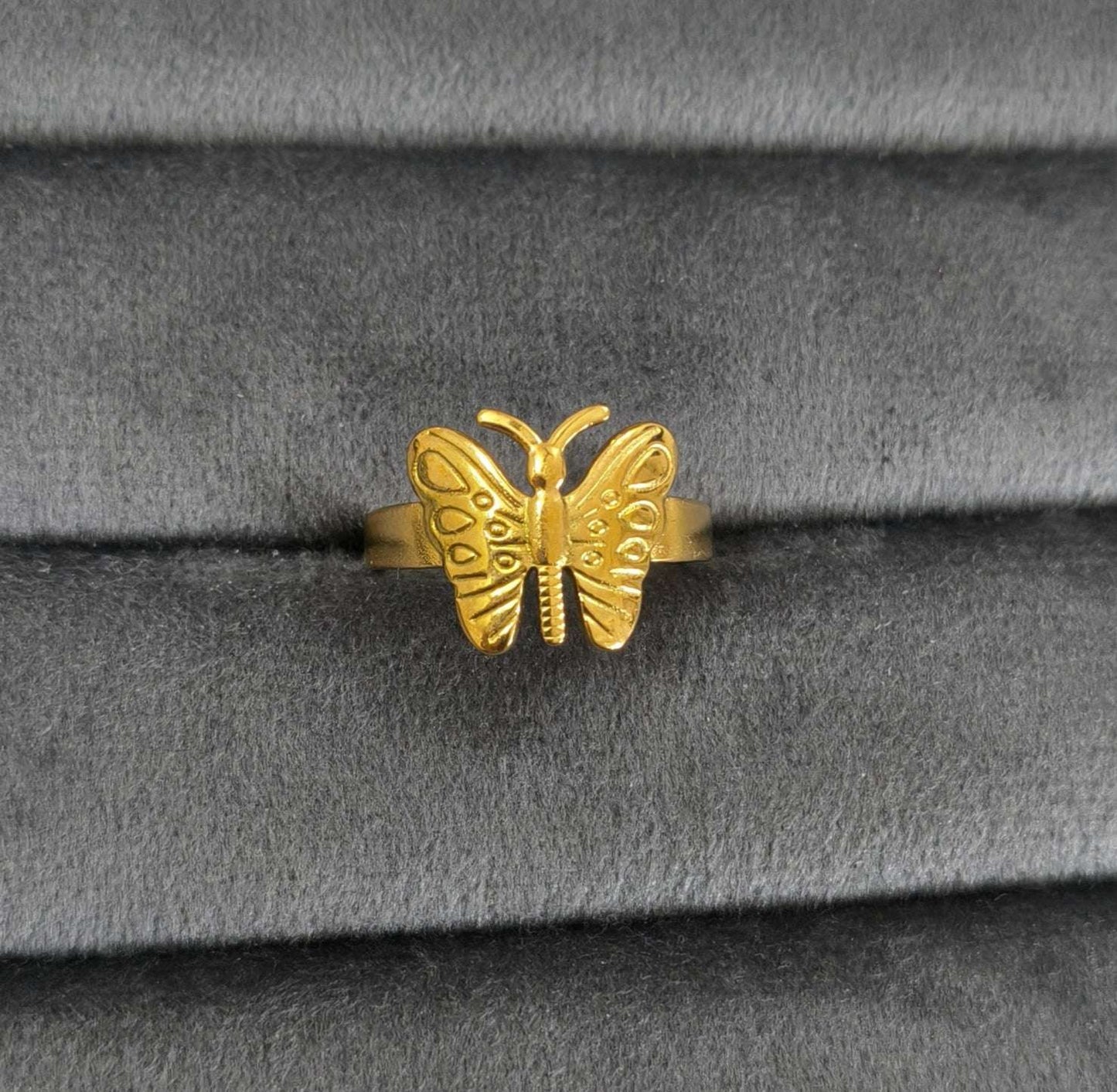 Antitarnish Golden Bold Butterfly Ring 18K Gold Plated