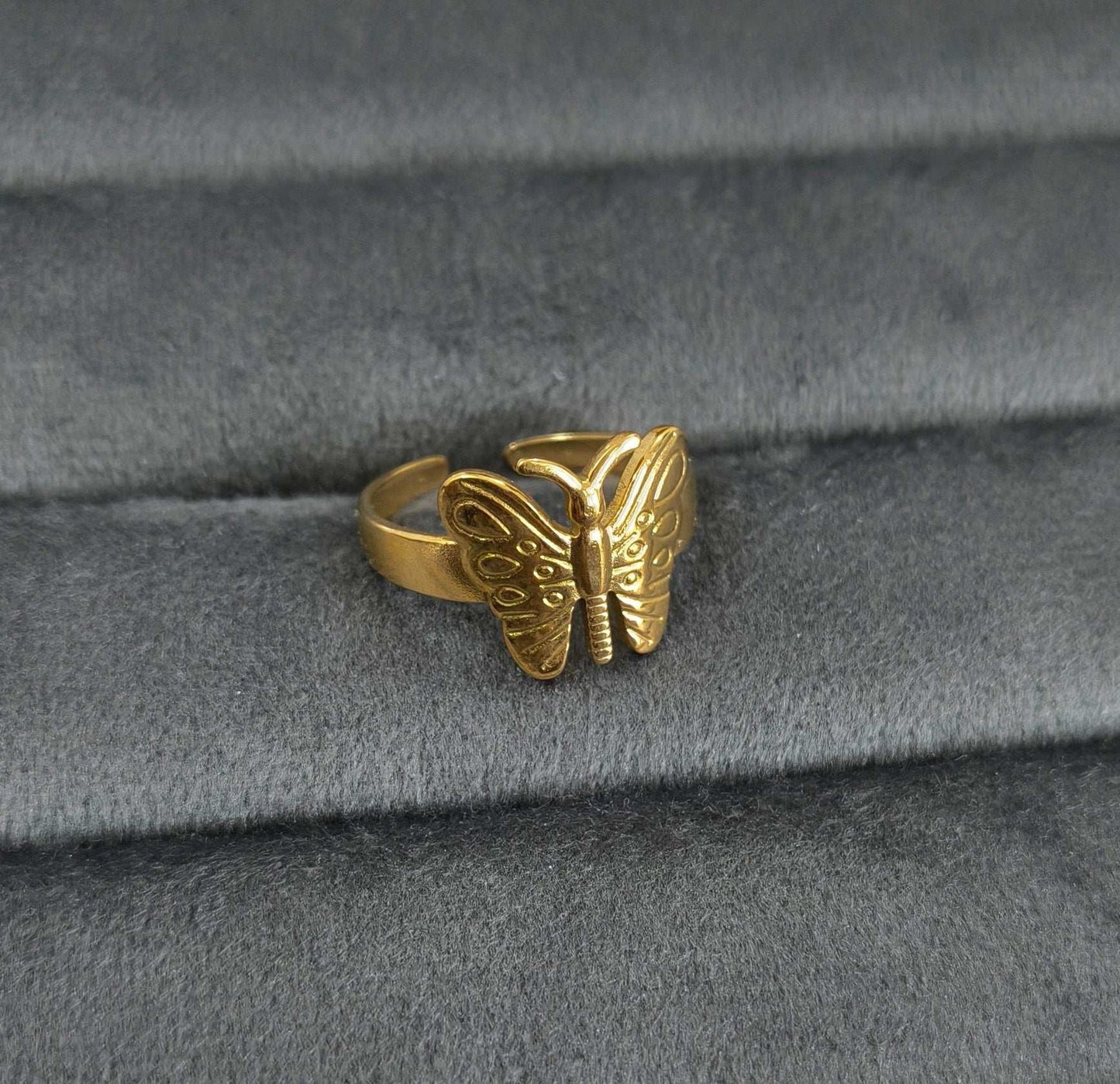 Antitarnish Golden Bold Butterfly Ring 18K Gold Plated