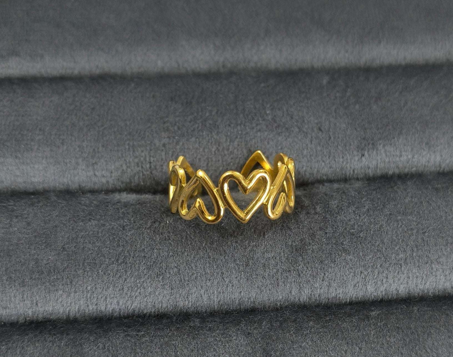 Antitarnish Golden Heart Loop Ring 18K Gold Plated