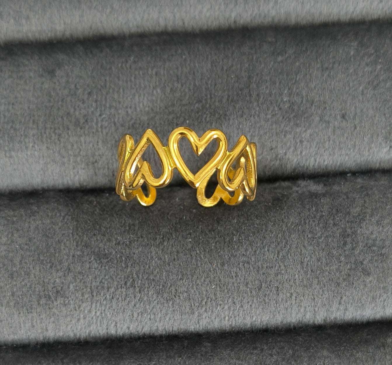 Antitarnish Golden Heart Loop Ring 18K Gold Plated