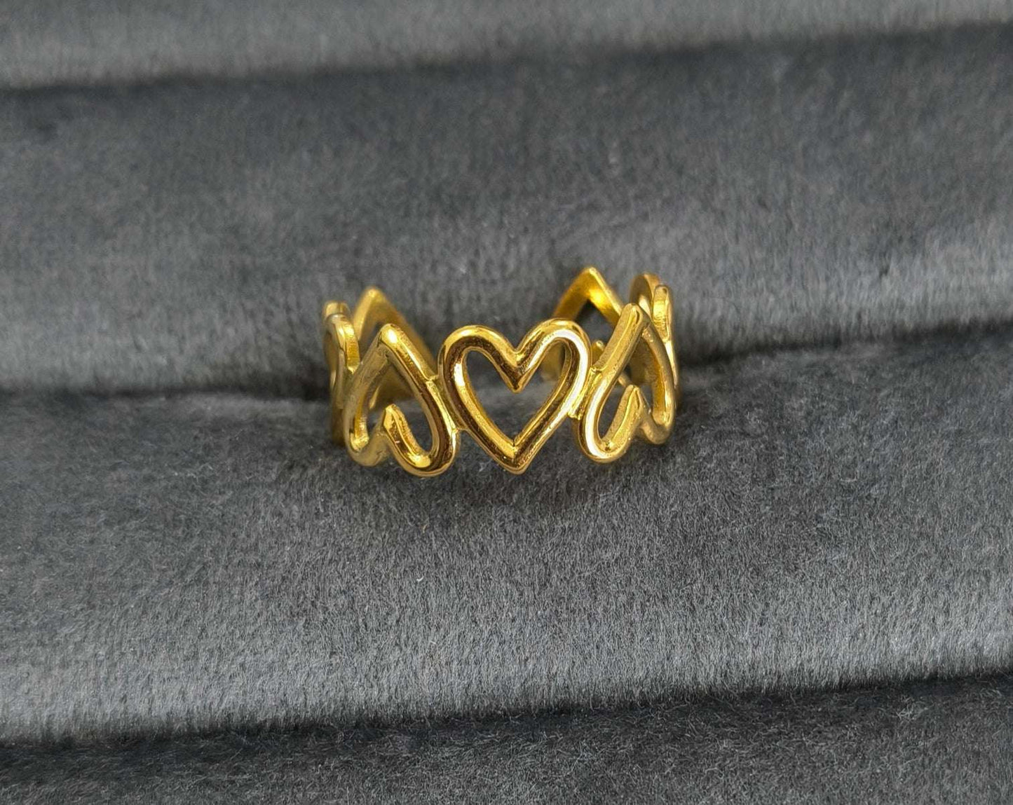 Antitarnish Golden Heart Loop Ring 18K Gold Plated