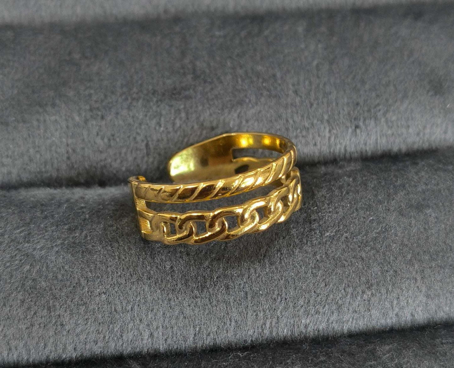 Antitarnish Golden Maple Stack Ring 18K Gold Plated