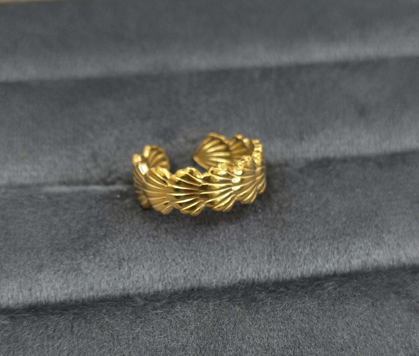 Antitarnish Golden Seashell Band Ring 18K Gold Plated