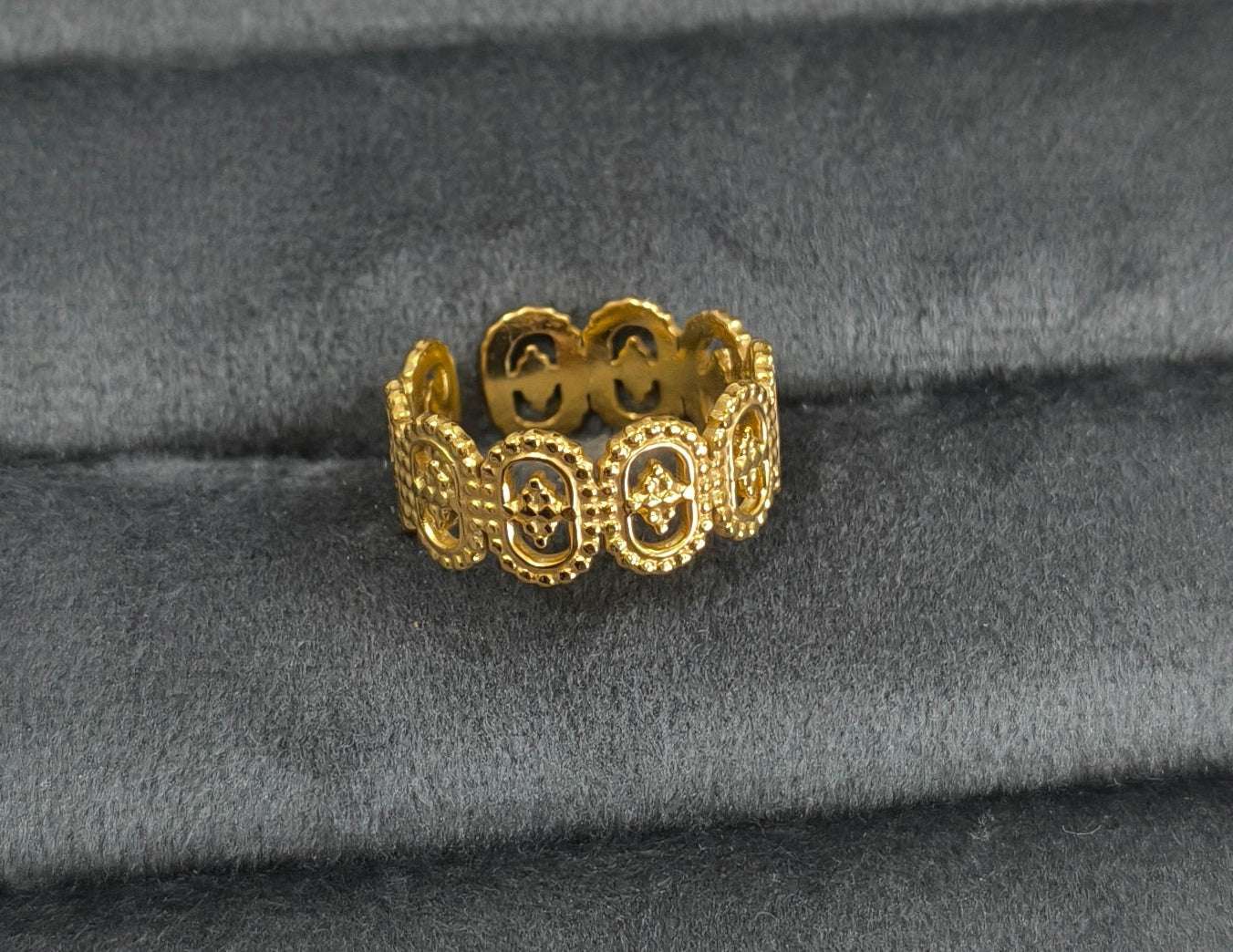 Antitarnish Golden Vintage Style Ring 18K Gold Plated