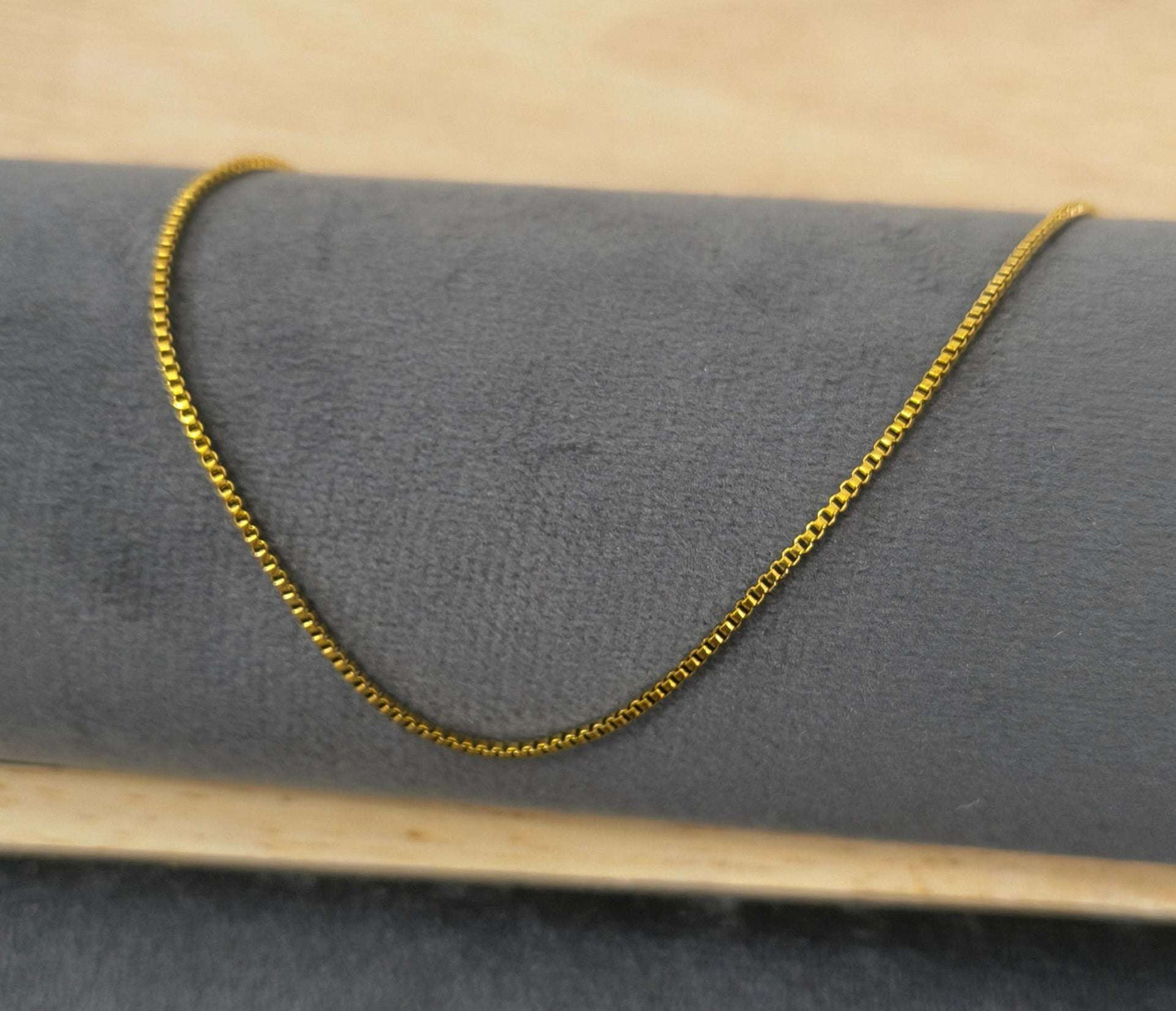 Antitarnish Men's Delicate Box Chain 18K Gold Plated