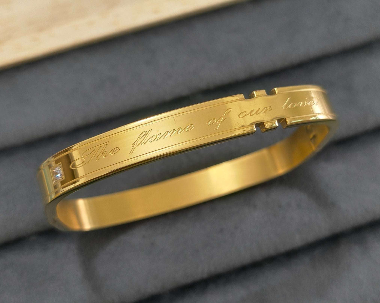 Antitarnish Men's Golden Love Quote 18K Gold Plated Bracelet