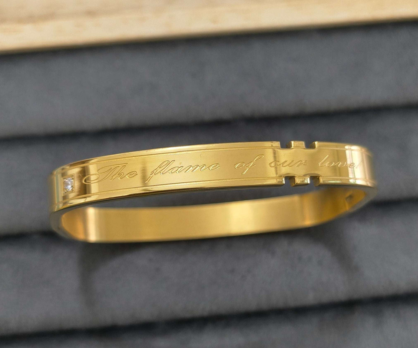 Antitarnish Men's Golden Love Quote 18K Gold Plated Bracelet