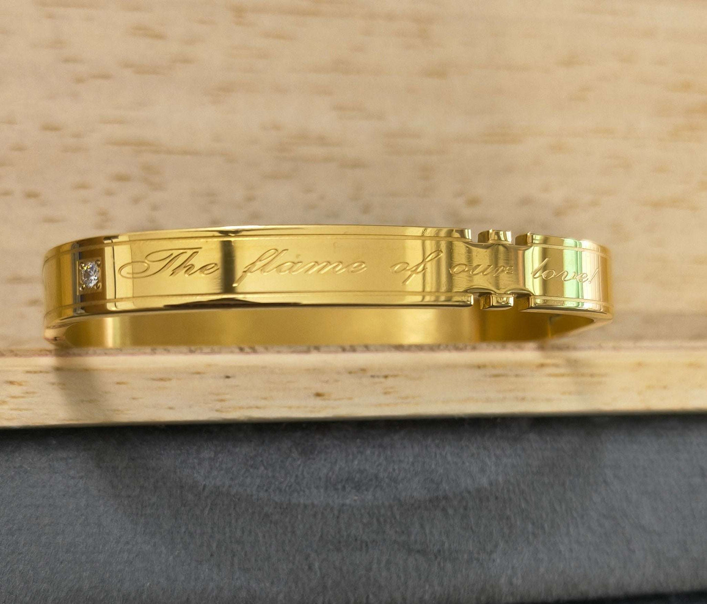 Antitarnish Men's Golden Love Quote 18K Gold Plated Bracelet