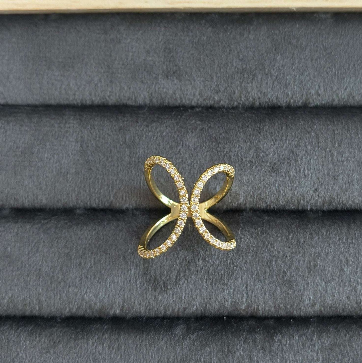 Antitarnish Stone Studded Infinity Ring 18K Gold Plated Adjustable