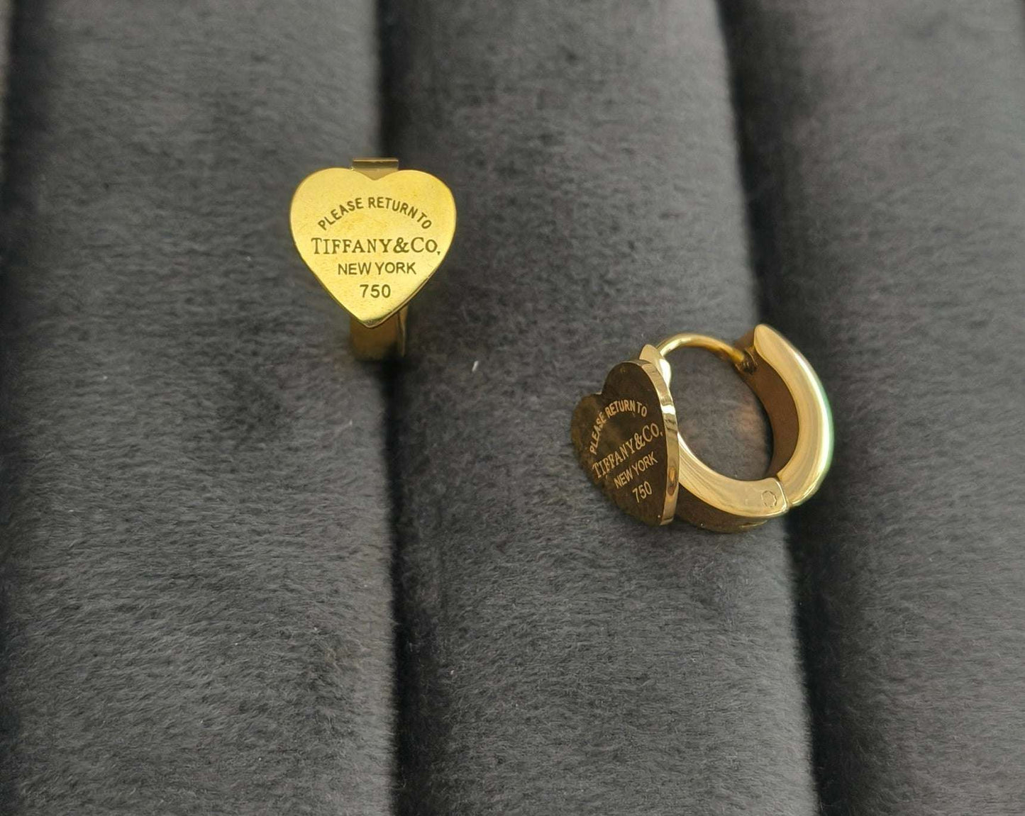 Antitarnish Tiny Engraved Heart Earrings 18K Gold Plated