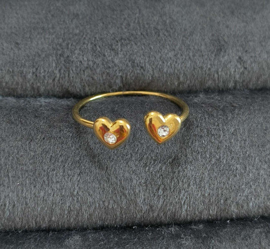 Antitarnish Tiny Hearts Open Ring 18K Gold Plated