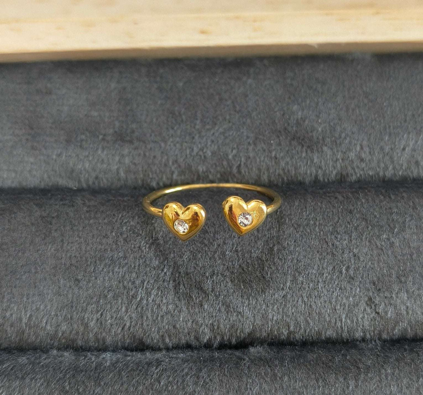 Antitarnish Tiny Hearts Open Ring 18K Gold Plated