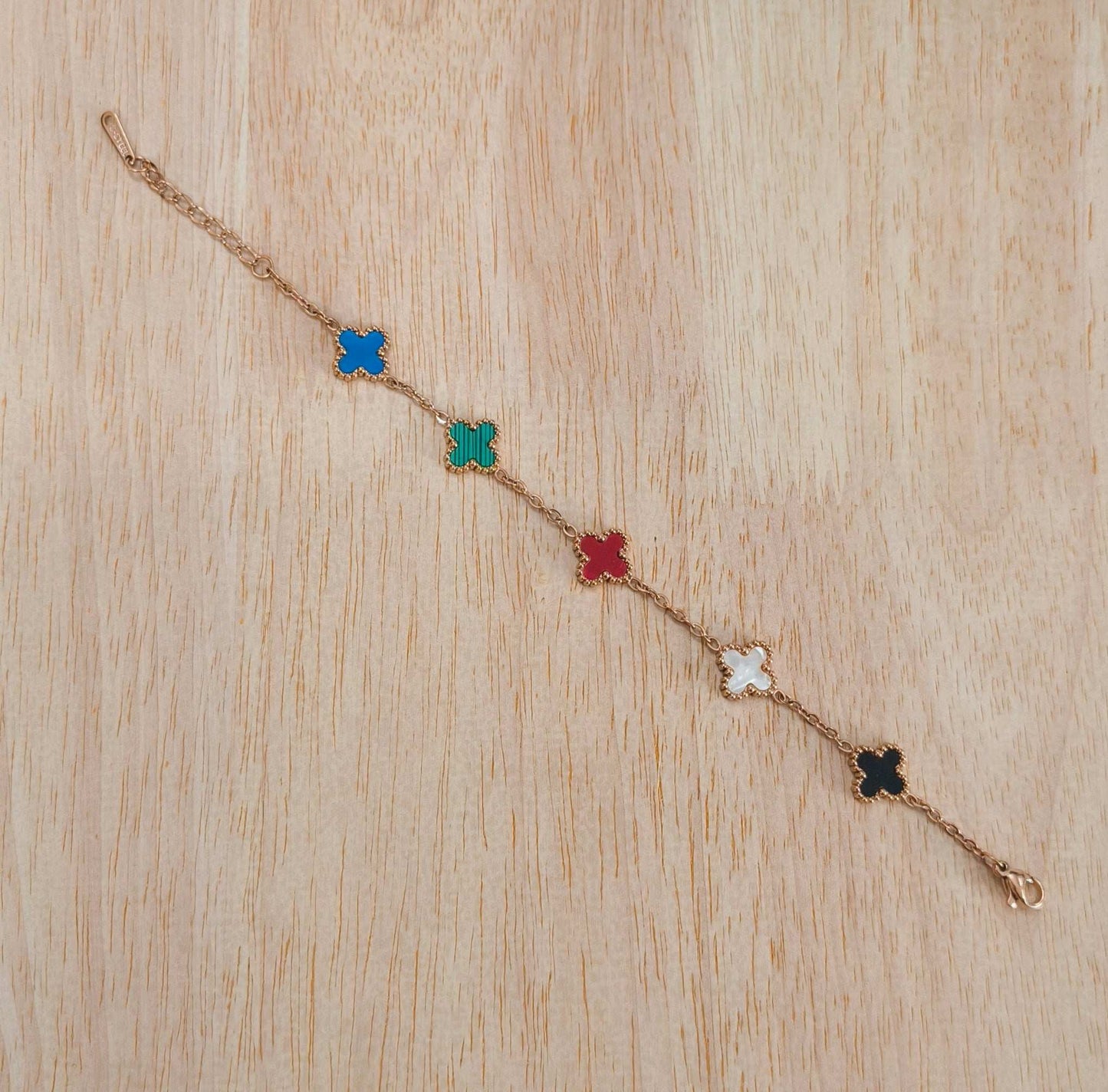 Antitarnish Trendy Multicolored Clover Chain Bracelet