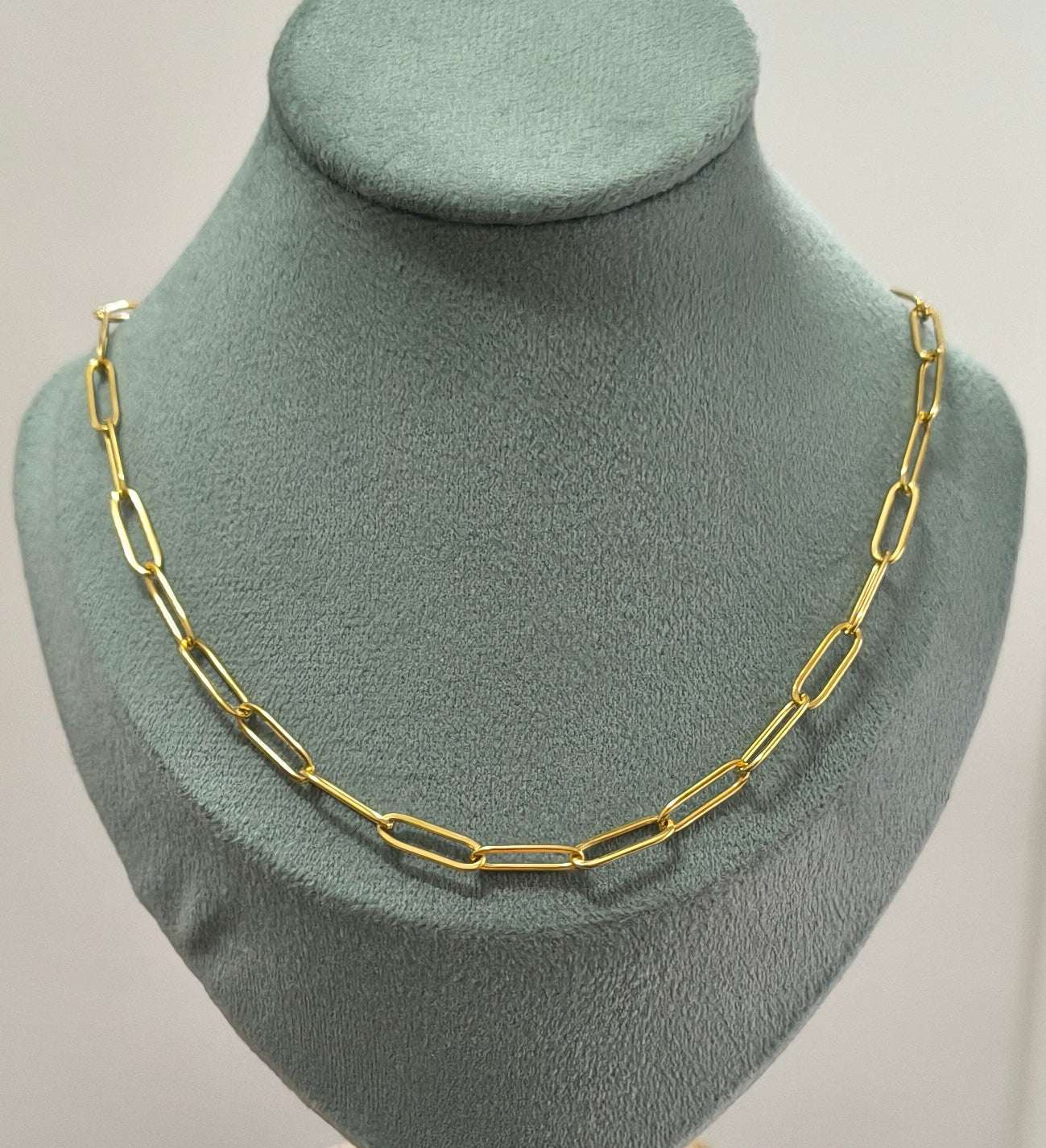 Antitarnish Unisex 5mm Paperclip Chain 18K Gold Plated