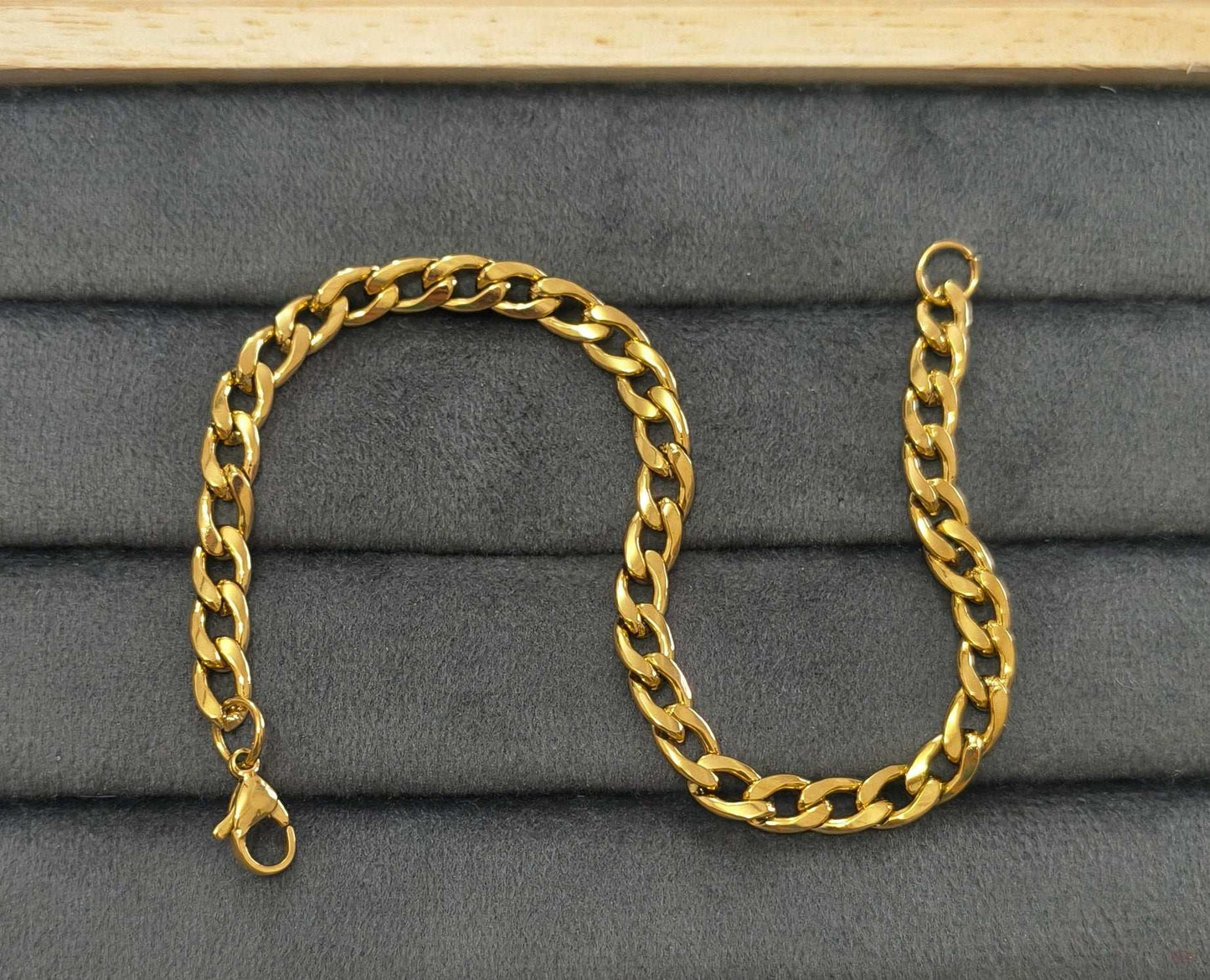 Antitarnish Unisex Sleek Link Chain Bracelet 18K Gold Plated