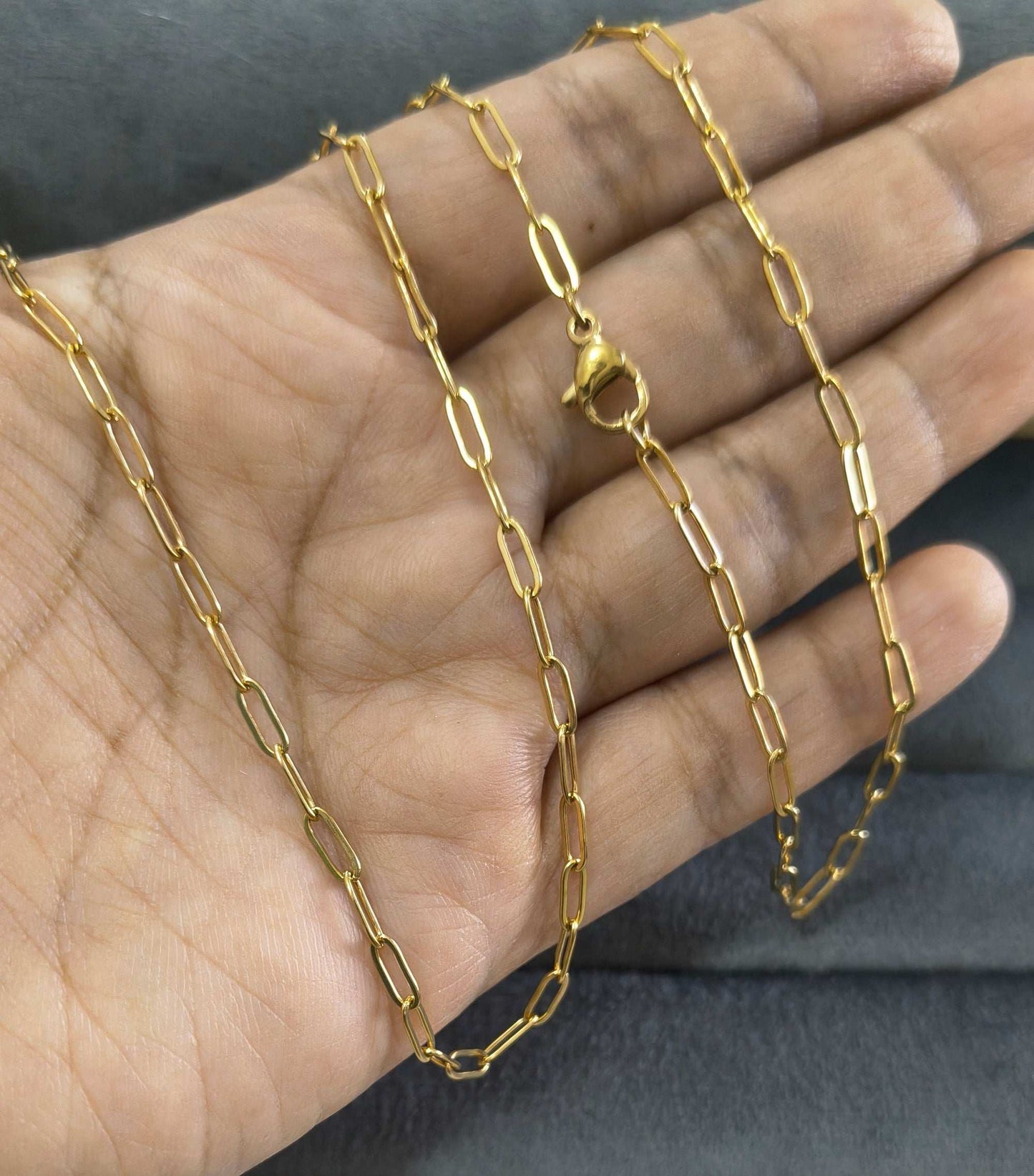 Antitarnish Unisex Sleek Paperclip Chain 18K Gold Plated