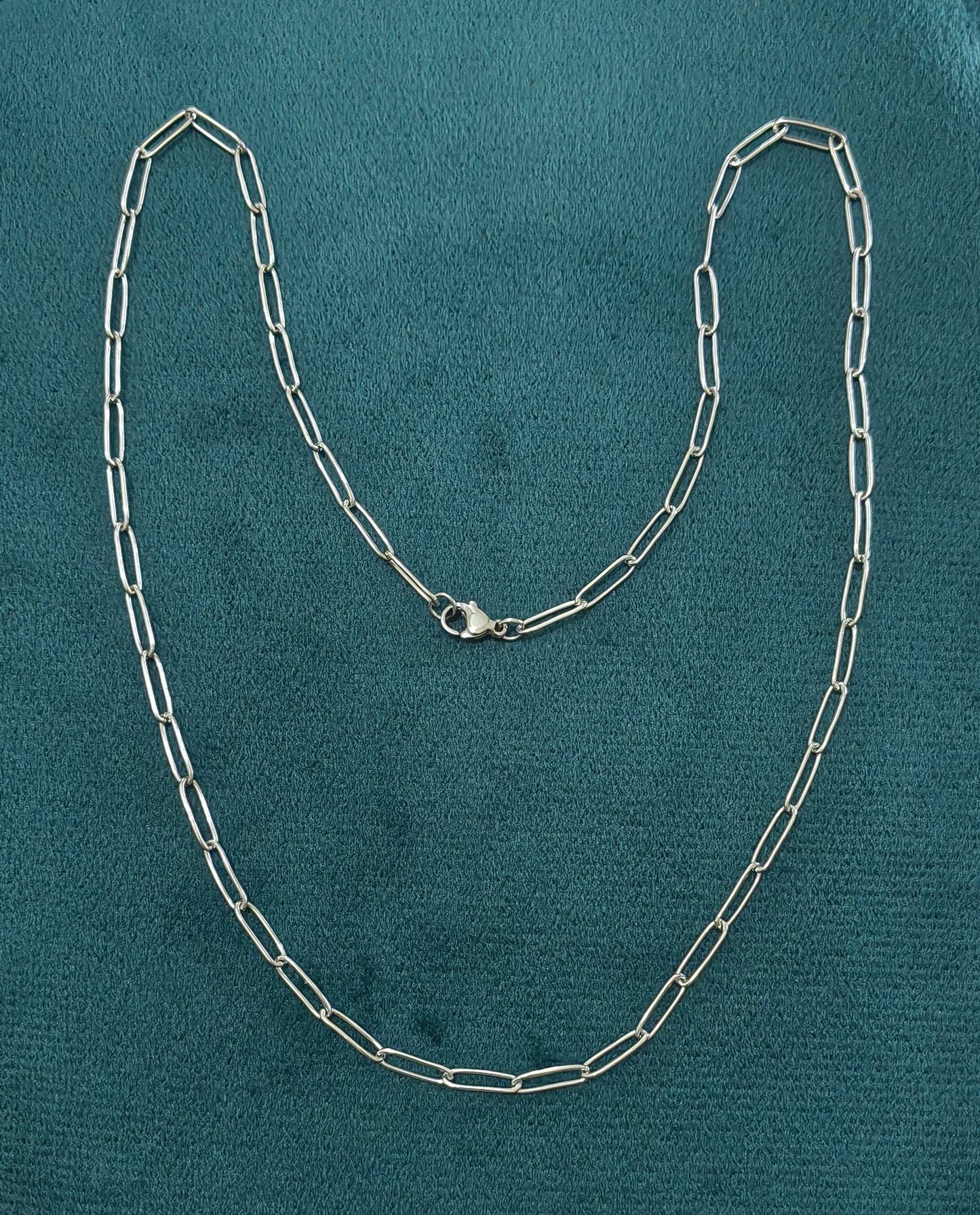 Antitarnish Unisex Stylish Paperclip Chain Silver Plated