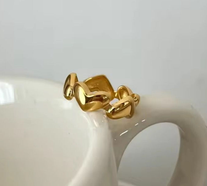 Antitarnish Adjustable Mini Hearts Ring 18K Gold Plated