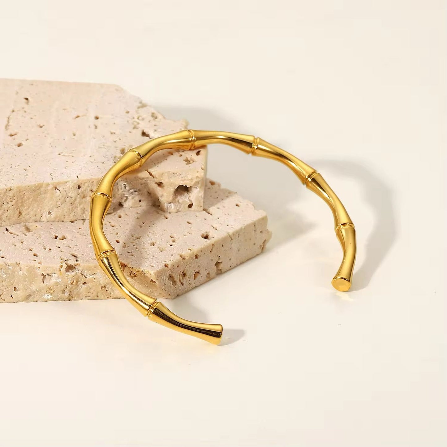 Antitarnish Bamboo Style Bracelet 18K Gold Plated