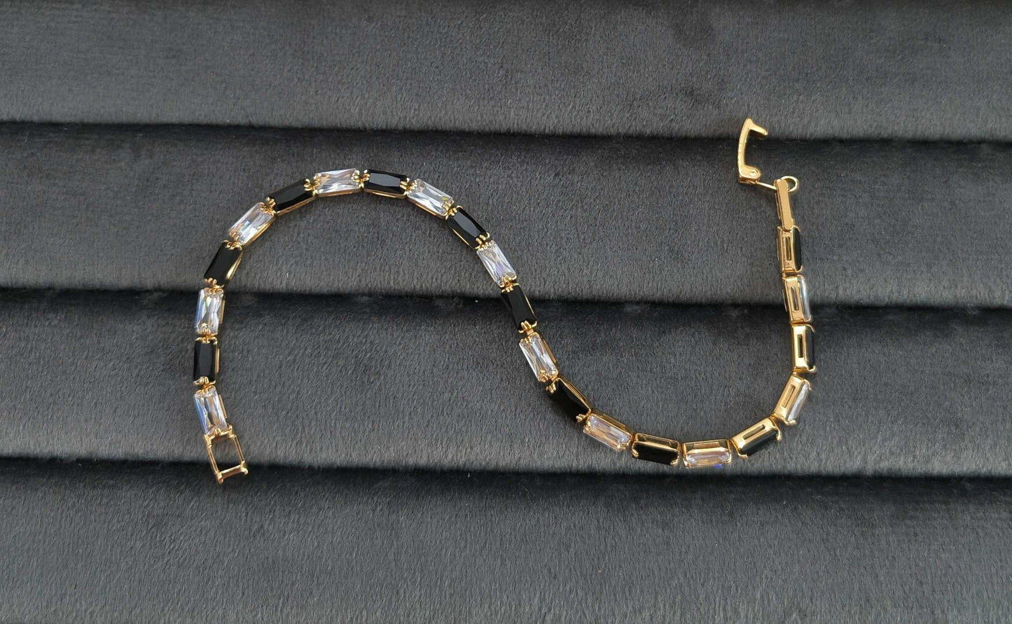 Sparkling Black White Zircon Studded Bracelet