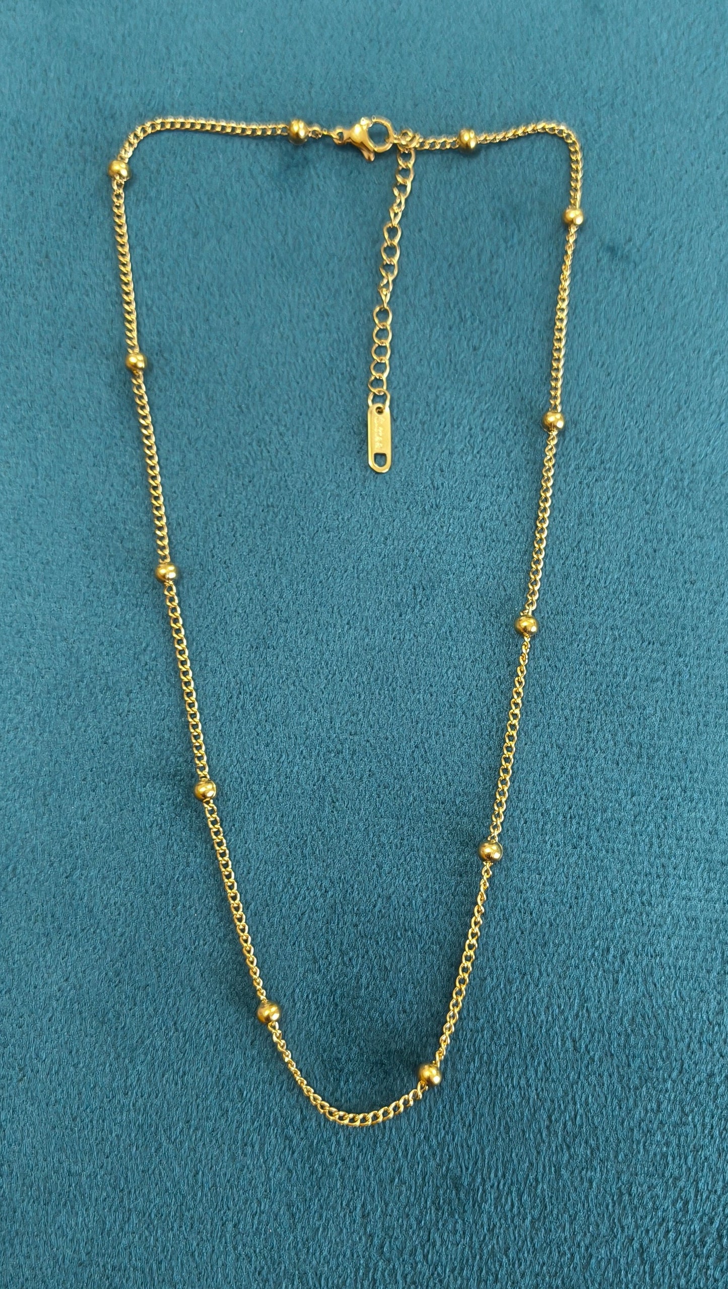 Antitarnish Dainty Beaded Chain Necklace 18K Gold Plated