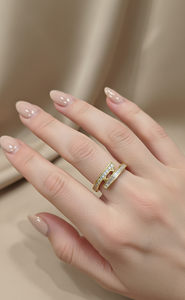 Antitarnish Dazzling Princess Ring 18K Gold Plated