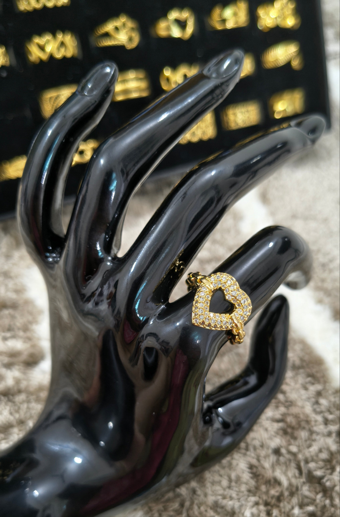 Antitarnish Diamond Studded Heart Ring 18K Gold Plated