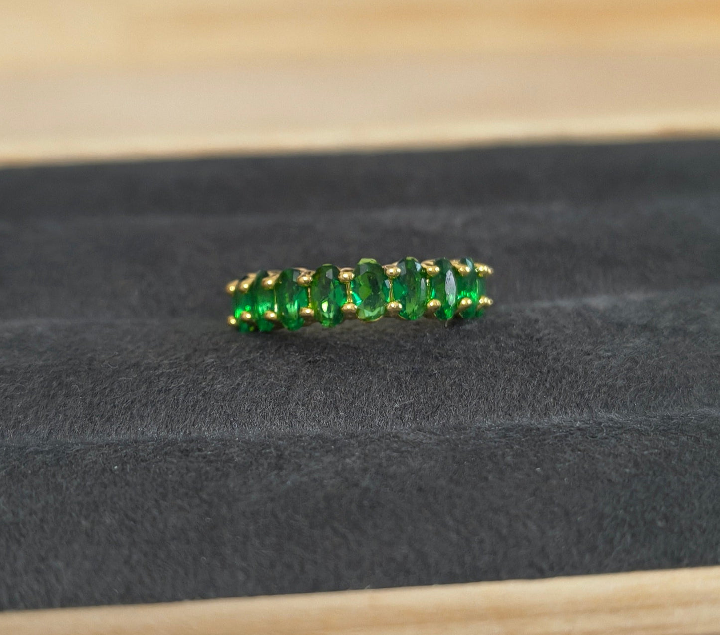 Antitarnish Emerald Green Stone Studded Ring 18K Gold Plated