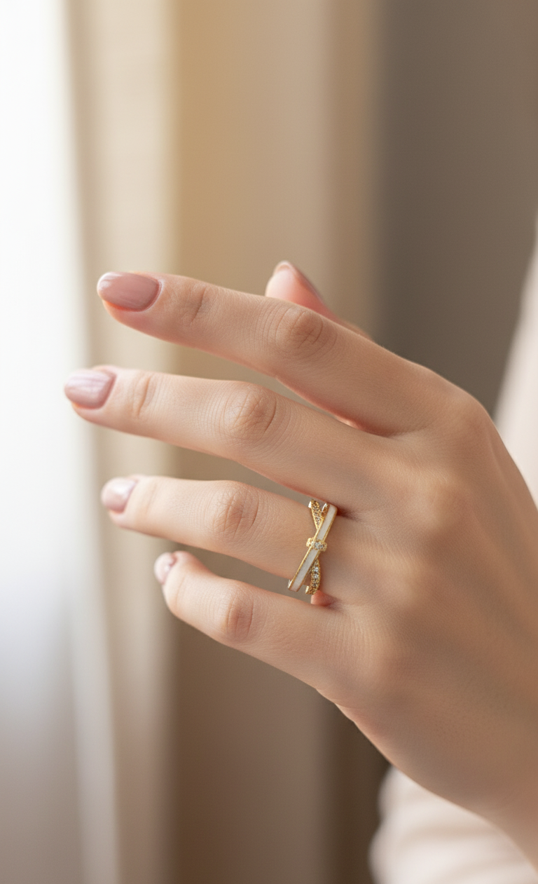 Antitarnish Golden Cloud Knot Ring 18K Gold Plated