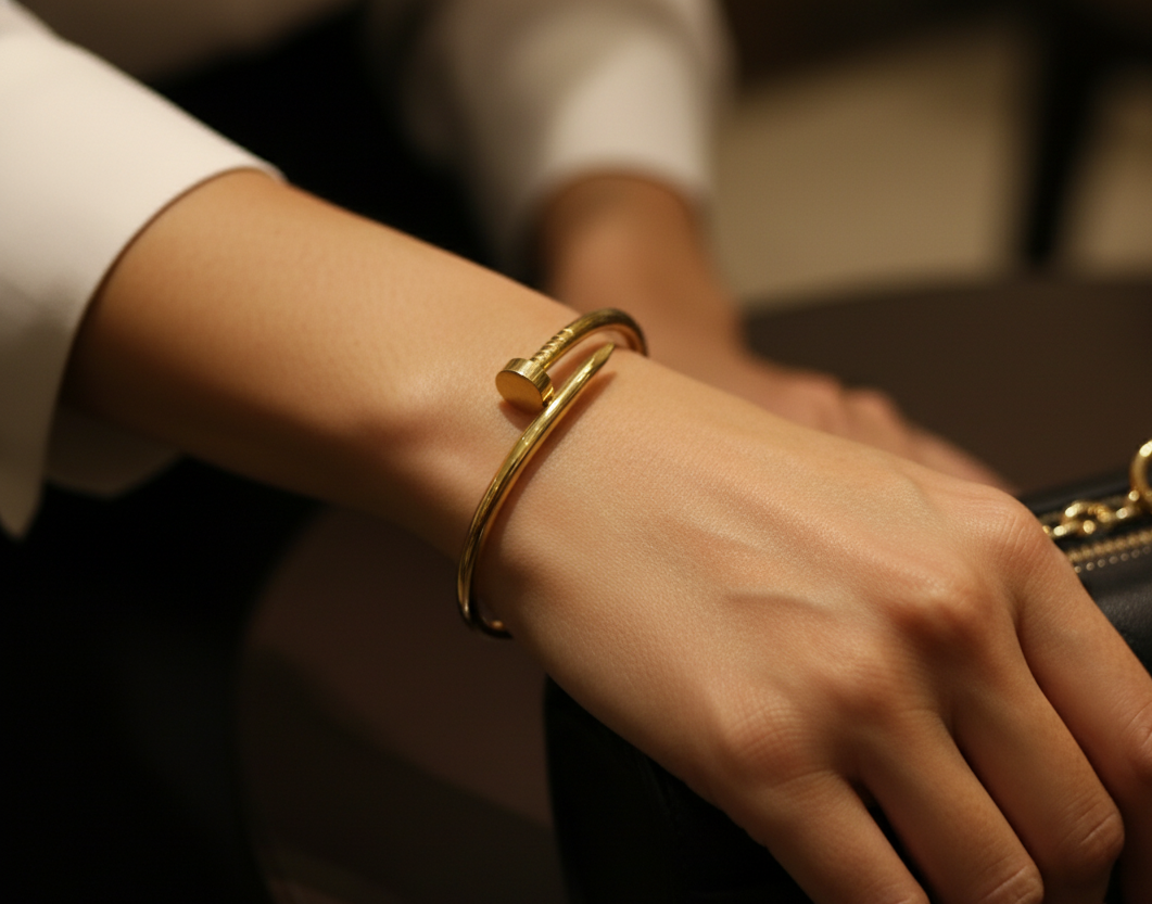Antitarnish Golden Nail Cuff Bracelet 18K Gold Plated