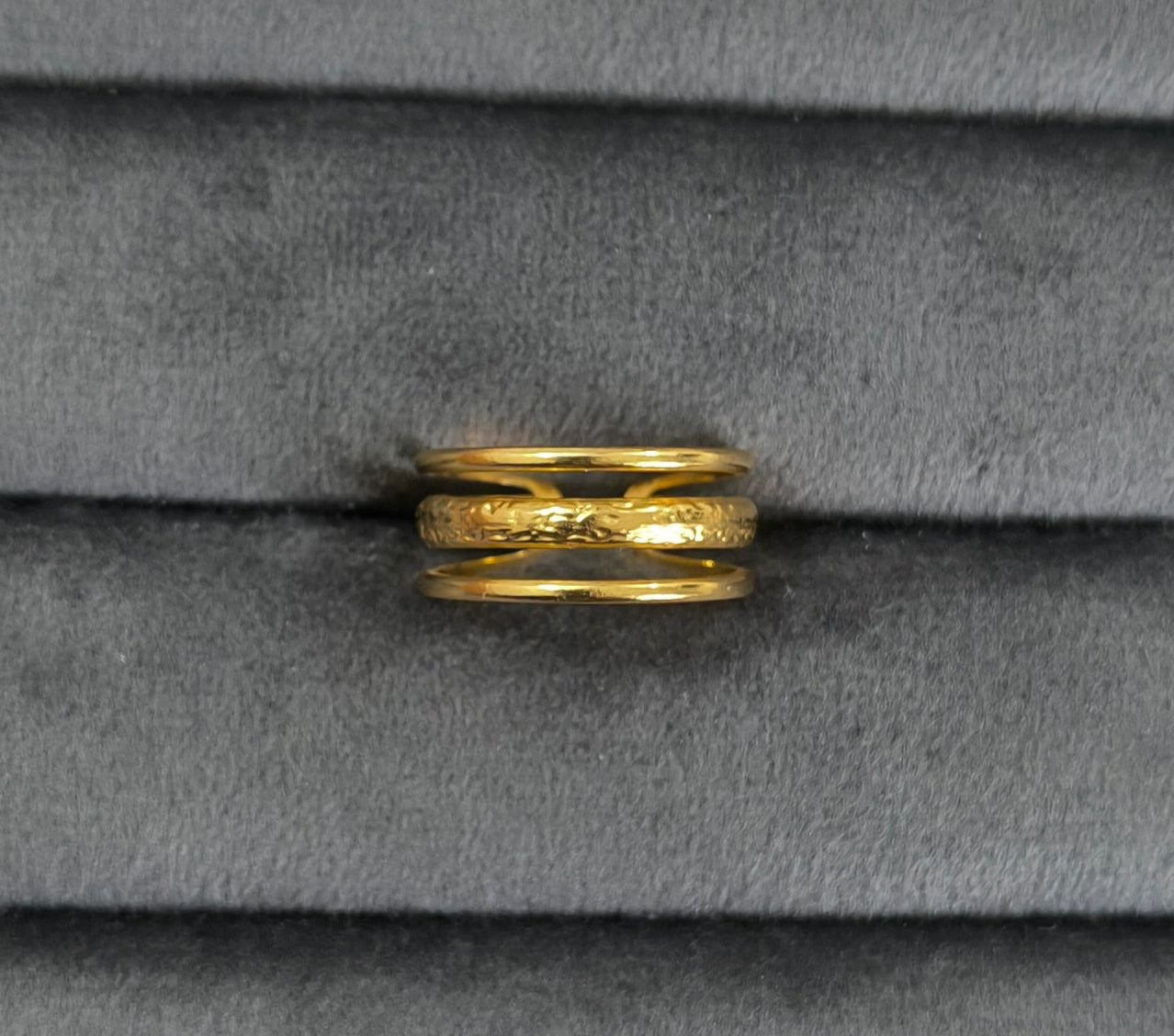 Antitarnish Golden Three Band Ring 18K Gold Plated
