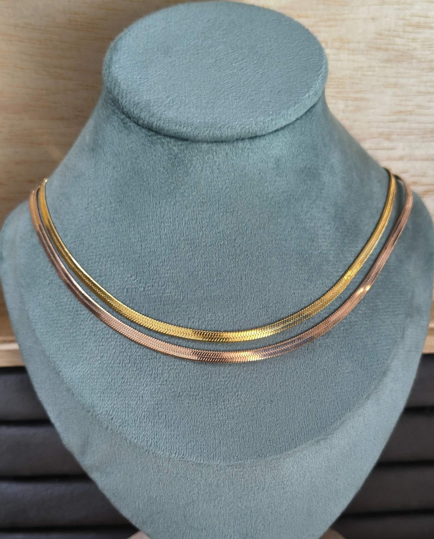 Antitarnish Layered Snake Chain Necklace 18K Gold Plated