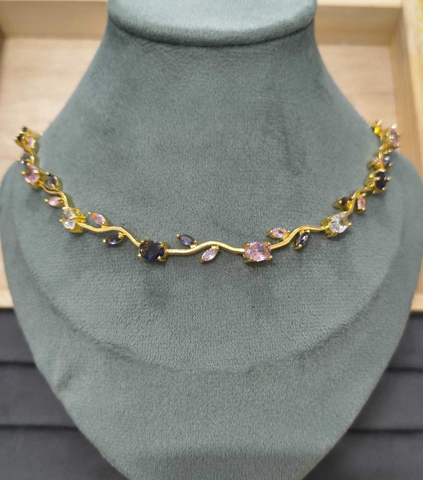 Antitarnish Necklace Rose Tulip Blossom 18K Gold Plated