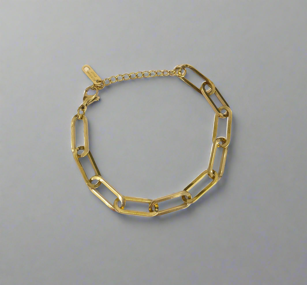Antitarnish Paperclip Chain Bracelet 18K Gold Plated