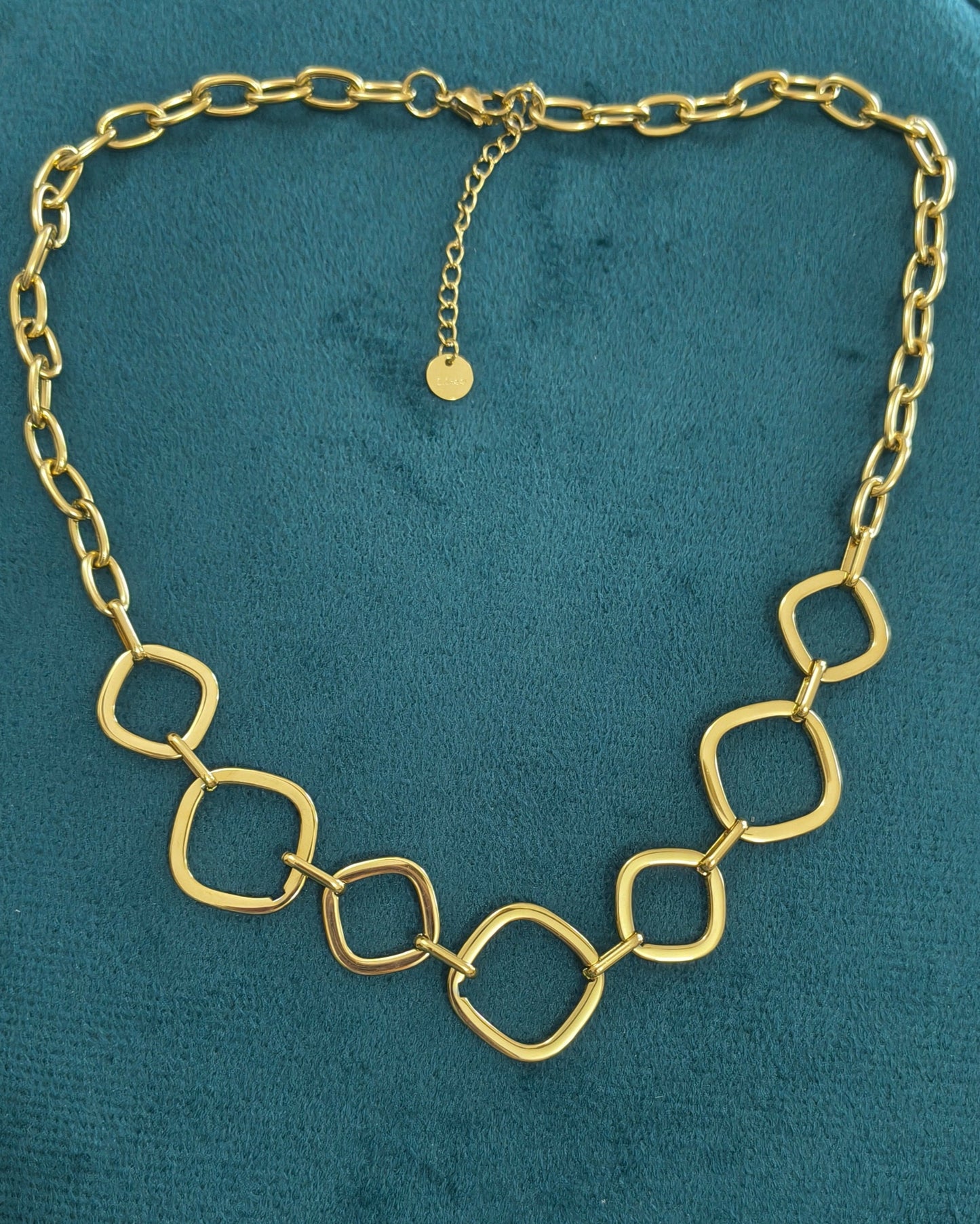 Antitarnish Rectangle Loop Statement Chain Necklace