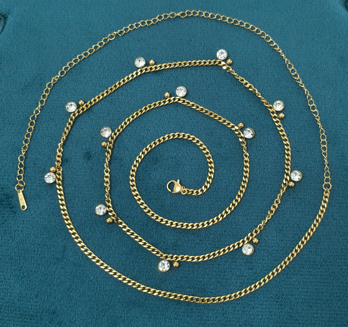 Antitarnish Round Zircon Charms Waist Chain 18K Gold Plated
