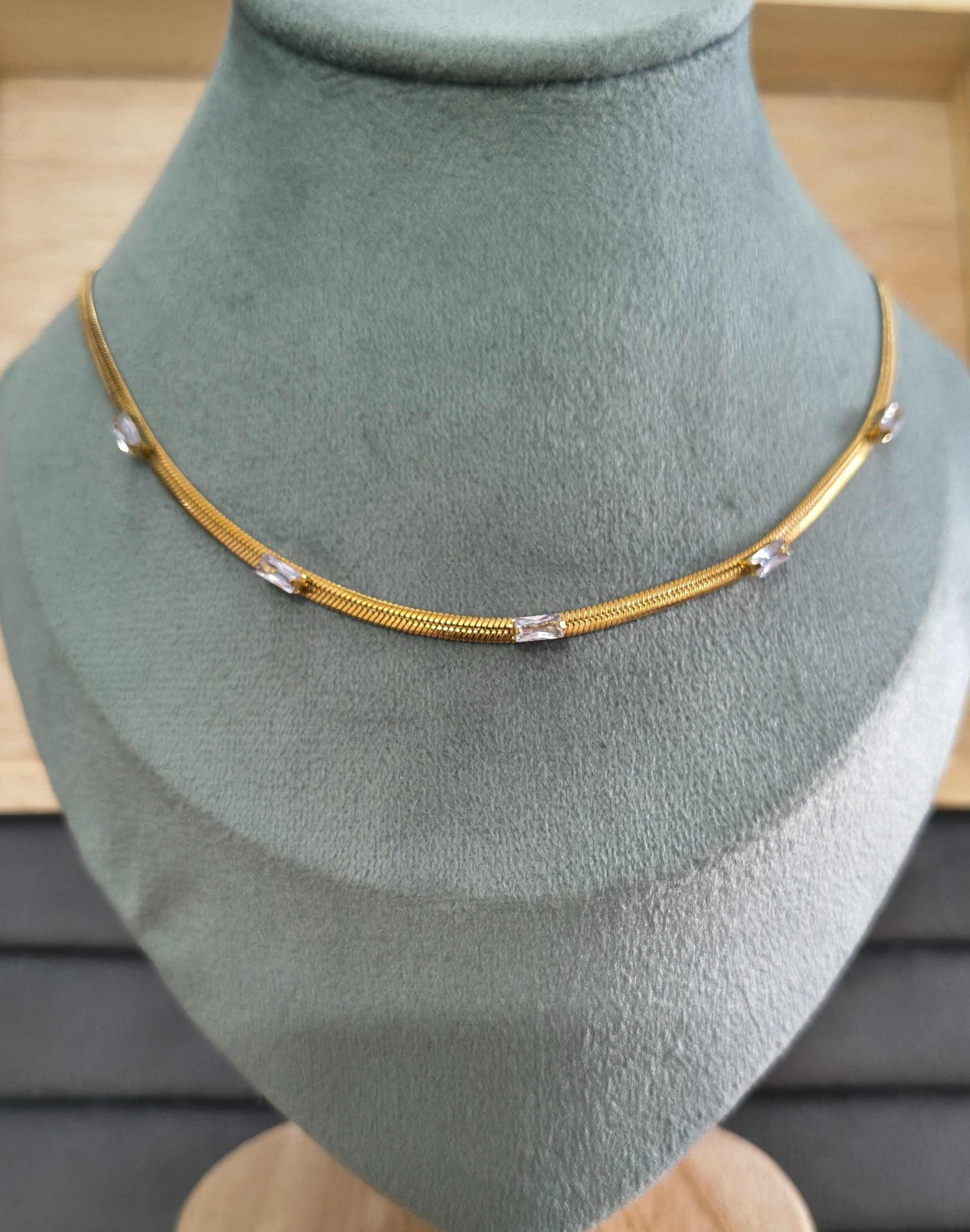 Antitarnish Snake Chain Sparkling Stones 18K Gold Plated