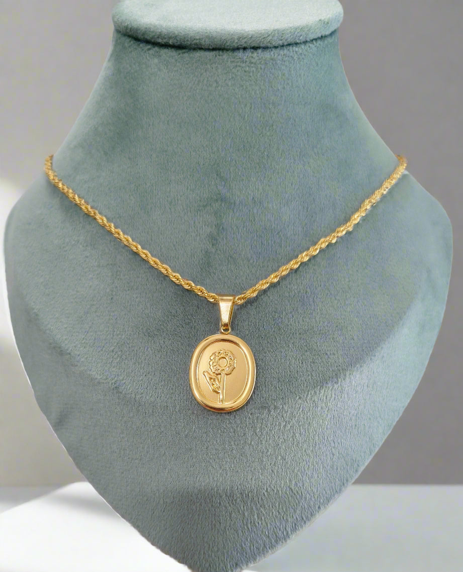 Antitarnish Solid Pendant Necklace 18K Gold Plated
