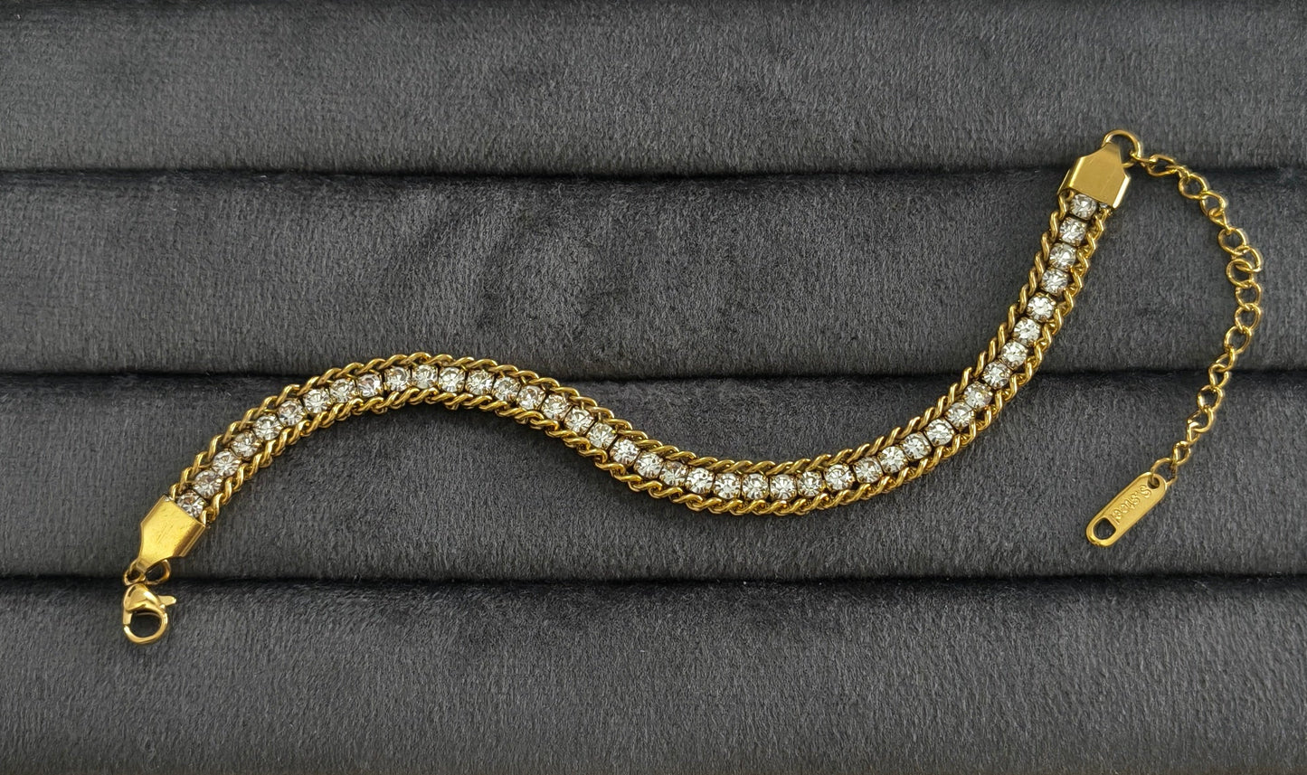 Antitarnish Stylish Zircon Chain Bracelet 18K Gold Plated