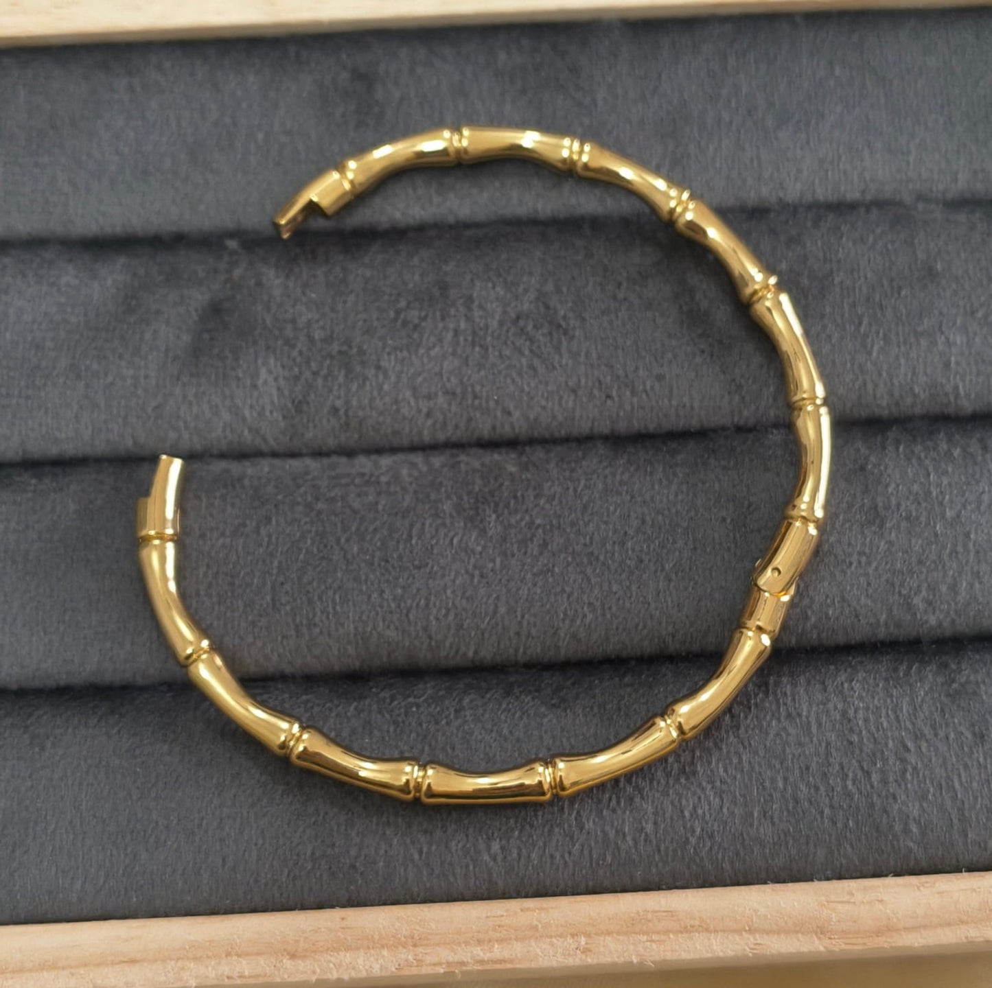 Antitarnish Trendy Bamboo Bangle Bracelet 18K Gold Plated