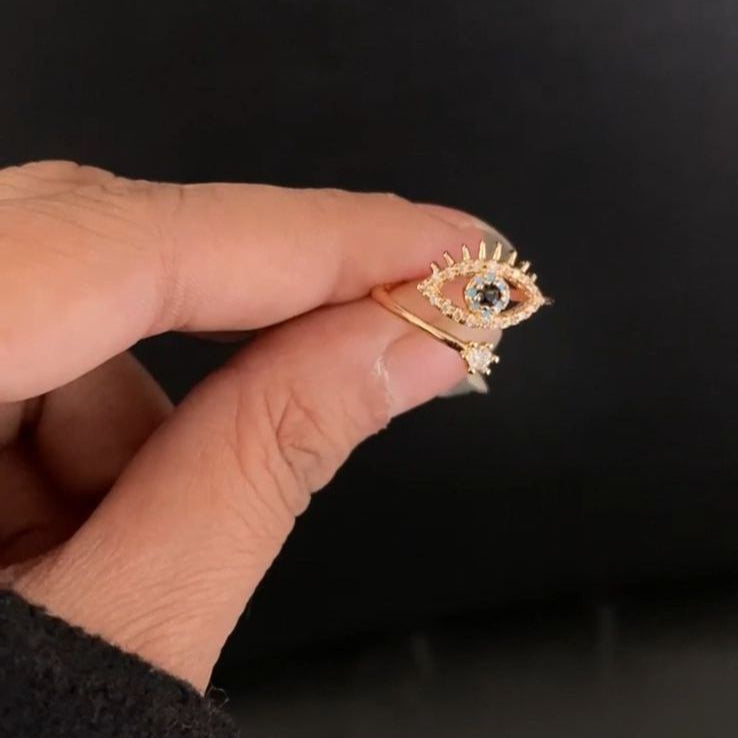 Antitarnish Trendy Evil Eye Ring 18K Gold Plated
