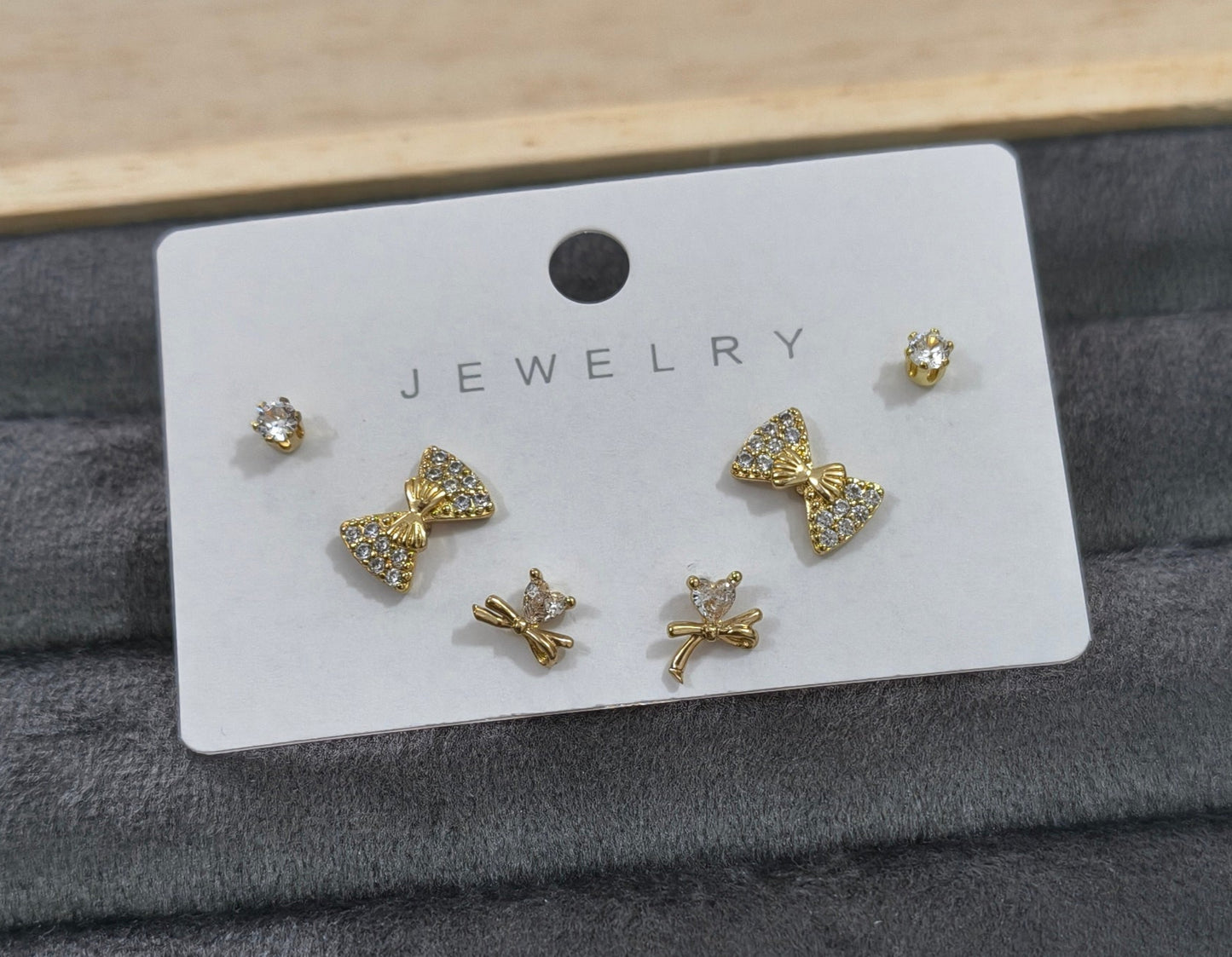Antitarnish Trendy Studs And Bow Earrings Set Of 3 Pairs