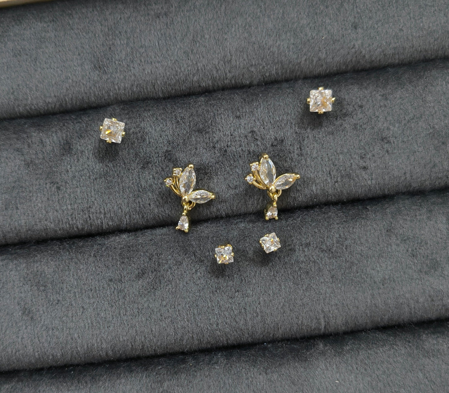 Antitarnish Trendy Studs And Drop Earrings Set Of 3 Pairs